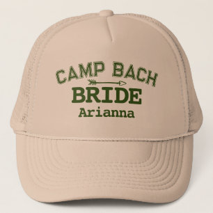 Personalised Rustic Retro Camp Bach Green Trucker Hat