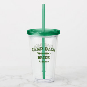 Personalised Rustic Retro Camp Bach White Green Acrylic Tumbler