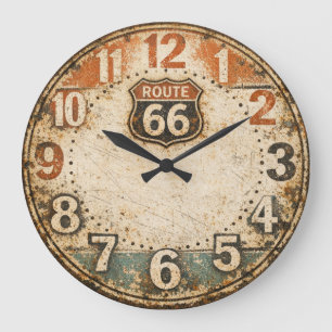 Personalised Rustic Route 66 Weathered Art Large Clock