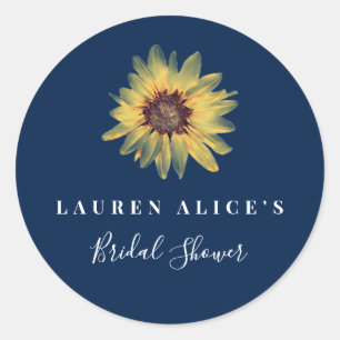 Personalised Rustic Sunflower Bridal Shower Classic Round Sticker