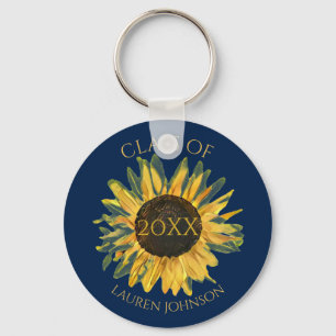 Personalised Rustic Sunflower Graduation Keychain