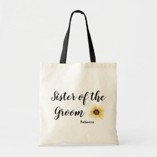 Personalised Rustic Sunflower Sister of the Groom Tote Bag