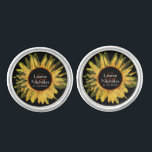 Personalised Rustic Sunflower Wedding Cufflinks<br><div class="desc">These cufflinks are perfect for your wedding.</div>
