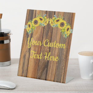 Personalised Rustic Sunflower Wedding Reception Pedestal Sign