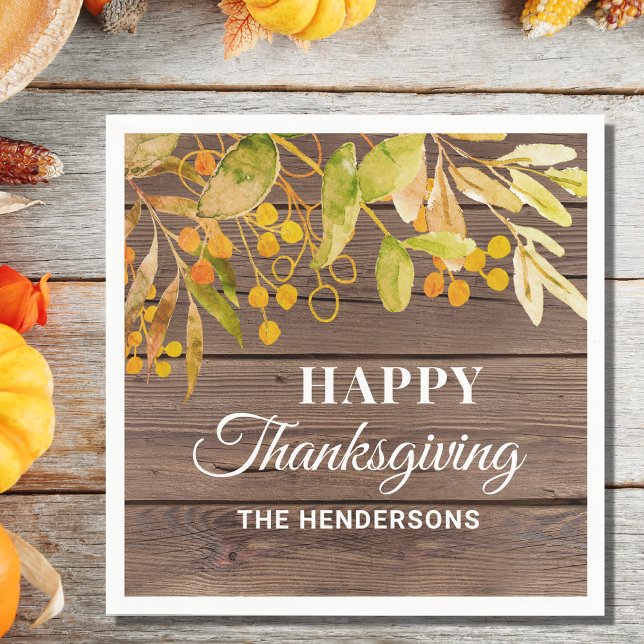 Personalised Rustic Thanksgiving  Napkin (Creator Uploaded)