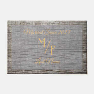 Personalised Rustic tree bark with initials Doormat