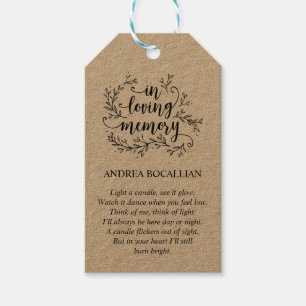 Personalised Rustic Vines, Black Font, Funeral Tag