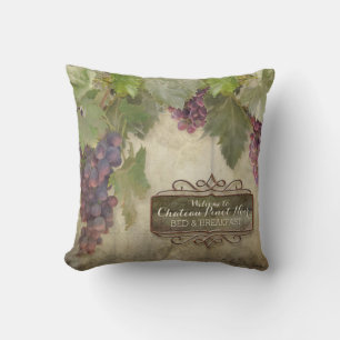 Personalised Rustic Vineyard Winery Fall Wine Sign Cushion