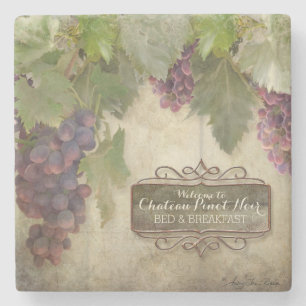 Personalised Rustic Vineyard Winery Fall Wine Sign Stone Coaster
