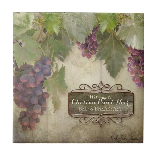 Personalised Rustic Vineyard Winery Fall Wine Sign Tile (Front)