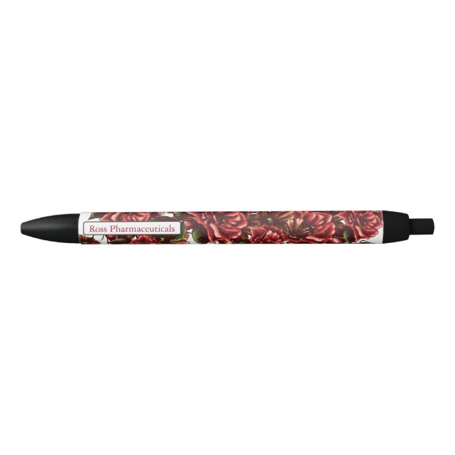 Personalised Rustic Vintage Red Roses pen (Front)