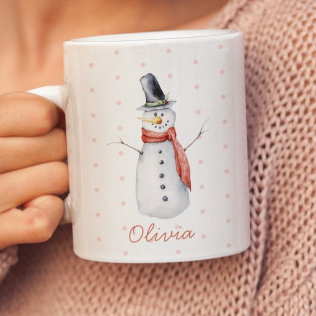 Personalised Rustic Watercolor Snowman Let it Snow Mug (Creator Uploaded)