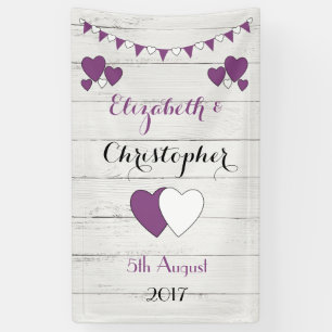 Personalised rustic Wedding Backdrop Purple Banner