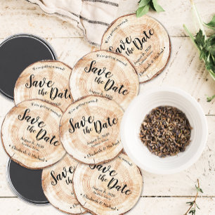 Personalised Rustic Wedding Save the date Wood Magnet