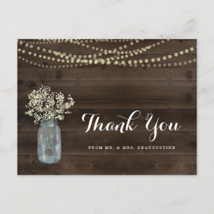 Personalised Rustic Wedding Thank You Postcard