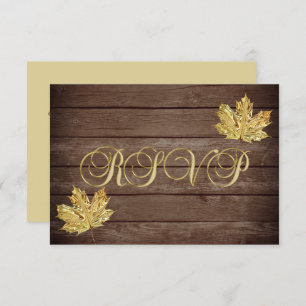 Personalised Rustic Wood Country Fall RSVP Wedding Invitation