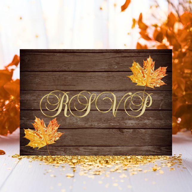 Personalised Rustic Wood Country Fall RSVP Wedding Invitation (Personalized Rustic Wood Country Fall RSVP Wedding Invitation)