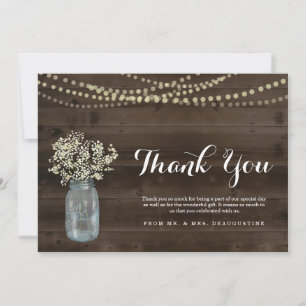 Personalised Rustic Wood & Fairy Lights Thank You Card