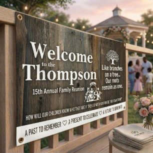 Personalised Rustic Wood Family Reunion Banner