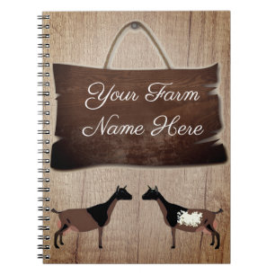 Personalised Rustic Wood Farm Sign Nigerian Goat Notebook