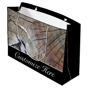 Personalised Rustic Wood Grain Design Gift Bag