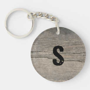 Personalised Rustic Wood Key Ring