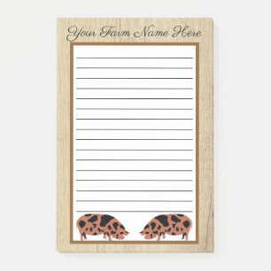 Personalised Rustic Wood KuneKune Pig Post-it Notes