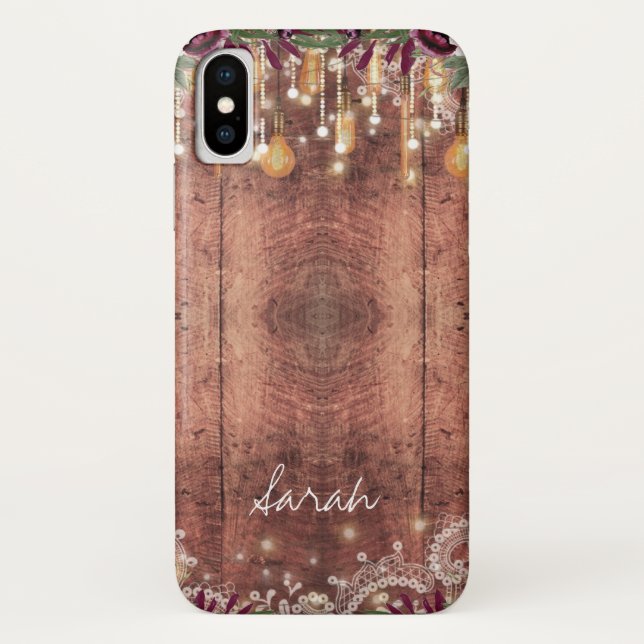 Personalised Rustic Wood & Lights Case-Mate iPhone Case (Back)