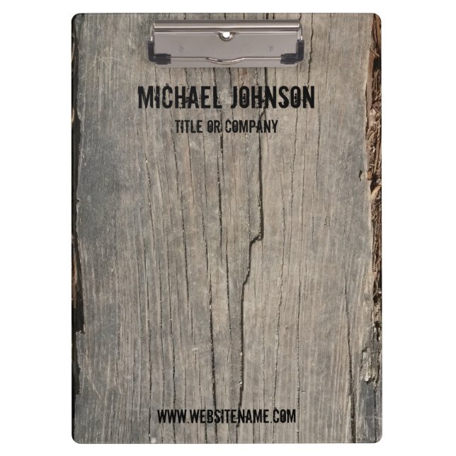 Personalised Rustic Wood Texture Business Clipboard (Front)