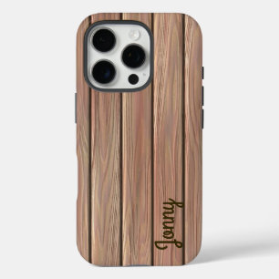 Personalised Rustic Wood Texture iPhone 16 Pro Case