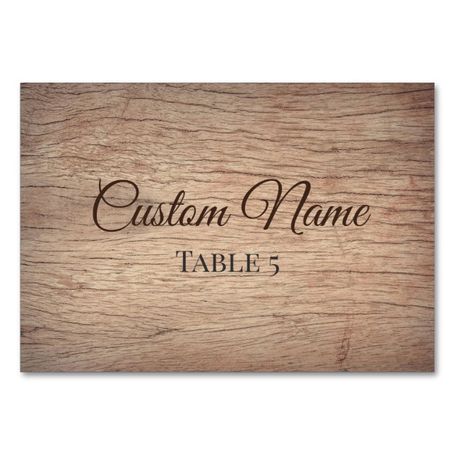 Personalised Rustic Wooden Wedding Name Folding Table Number (Front)