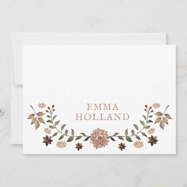 Personalised Rustic Woodland Botanical Note Cards (Front)