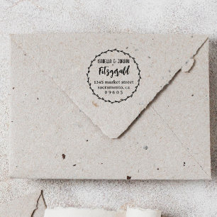 Personalised Rustic Wreath Couple Return Address Rubber Stamp