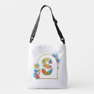 Personalised 'S' Tropical Flower Bag Bridal Party