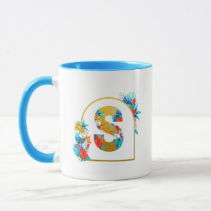 Personalised 'S' Tropical Flower Mother's Day Mug