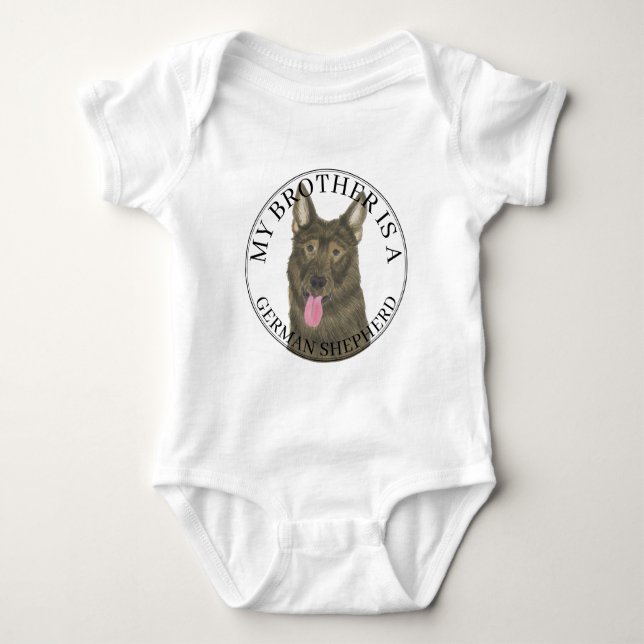 Personalised Sable German Shepherd Baby Bodysuit (Front)