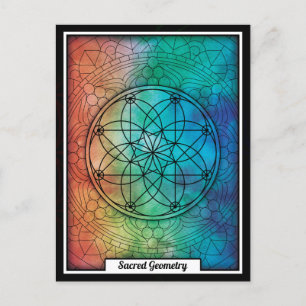 Personalised Sacred Geometry Colourful Mandala Postcard
