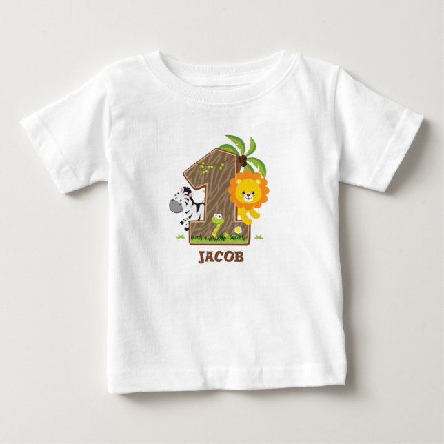 Personalised Safari 1st Birthday Tshirt (Front)