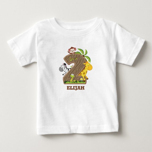 Personalised Safari 2nd Birthday Tshirt (Front)