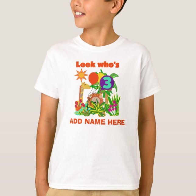 Personalised Safari 3rd Birthday Tshirt (Front)