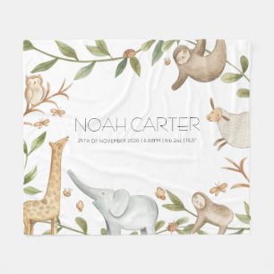 Personalised safari animal blanket for kids