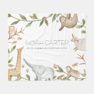 Personalised safari animal blanket for kids