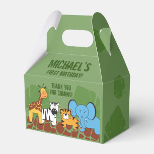 Personalised Safari Animal First Birthday Party Favour Box