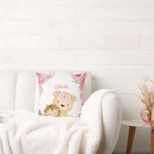 Personalised Safari Animals Girls Cushion