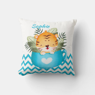 Personalised Safari Animals in a Cup Baby Burp Cl Cushion