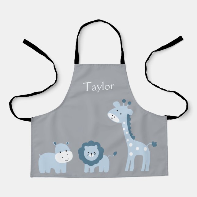 Personalised Safari Animals Kids Apron (Front)