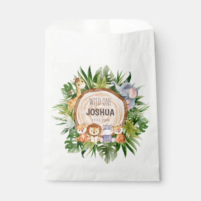 Personalised Safari Animals Party  Favour Bags (Front)