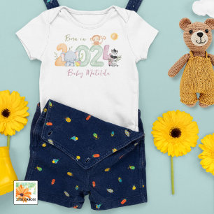 personalised safari baby gift born in 2024 bodysuit