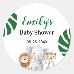 Personalised Safari Baby Shower Classic Round Sticker