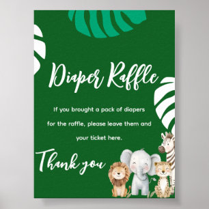 Personalised Safari Baby Shower Diaper Raffle Tabl Poster